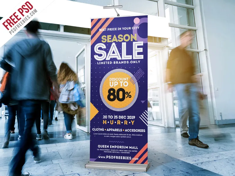 Season Sale Roll-Up Banner Free PSD