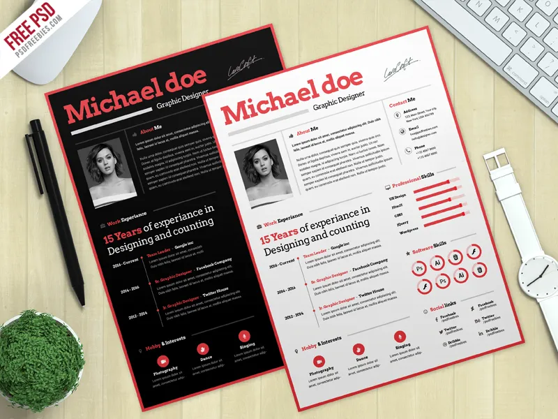 Simple CV Resume Template Free PSD