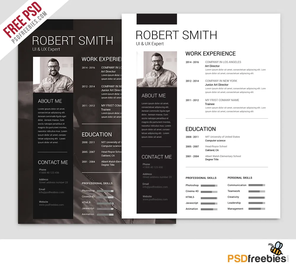 Simple and Clean Resume Free PSD Template