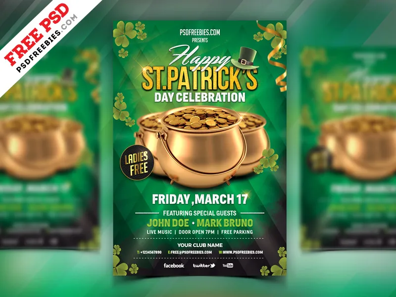 St. Patrick's Day Celebration Flyer Free PSD
