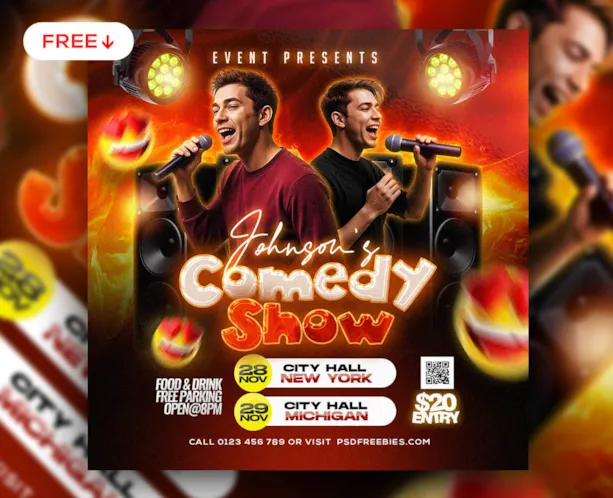 Standup Comedy Show Social Media Post PSD