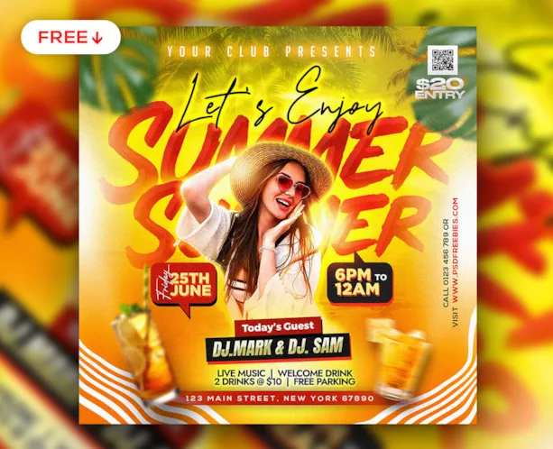 Summer Beach DJ Party Post Design PSD