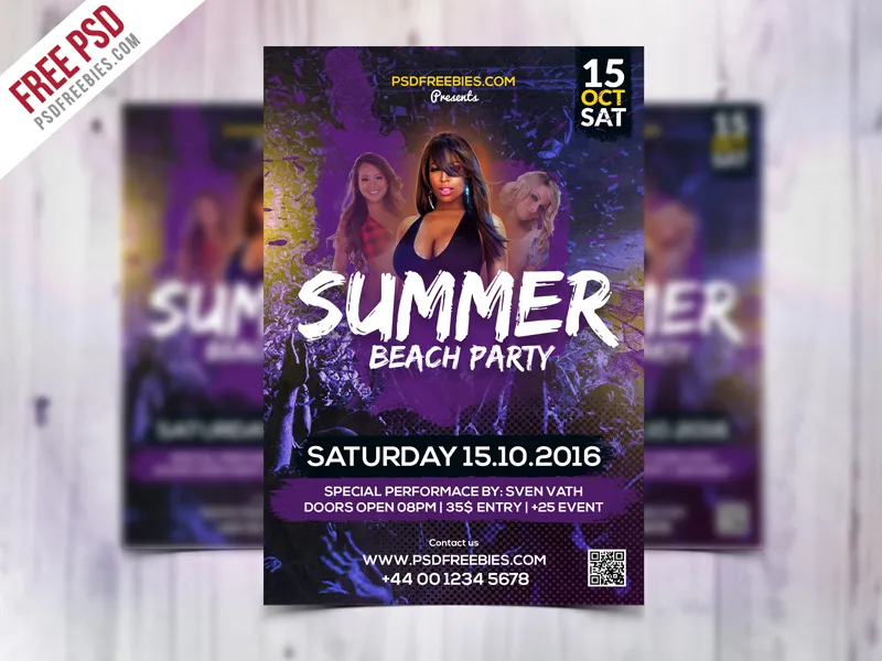 Summer Beach Party Flyer Template Free PSD