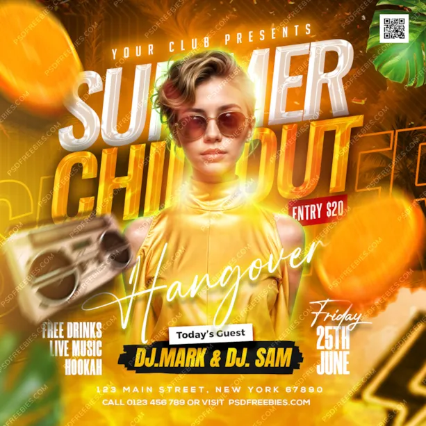Summer Chillout DJ Event Instagram Post PSD