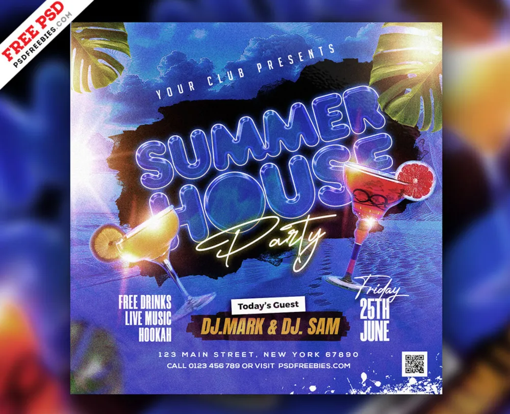 Summer House Music Party Post PSD