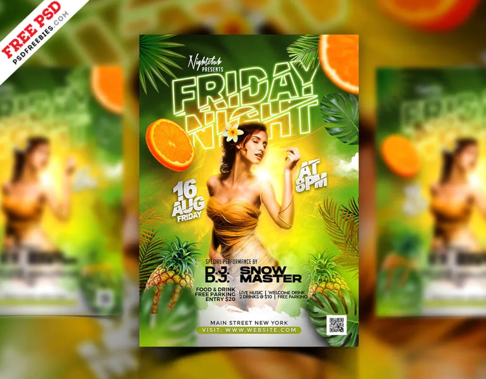 Summer Night Club DJ Party Flyer Design PSD