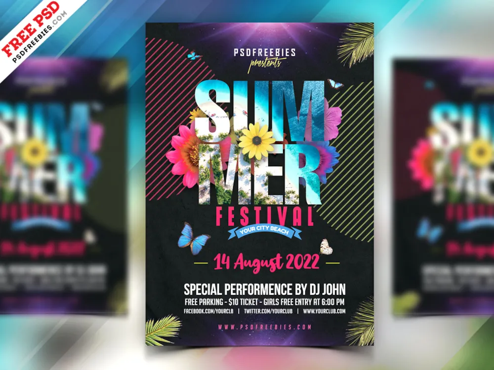 Summer Party Flyer Design PSD