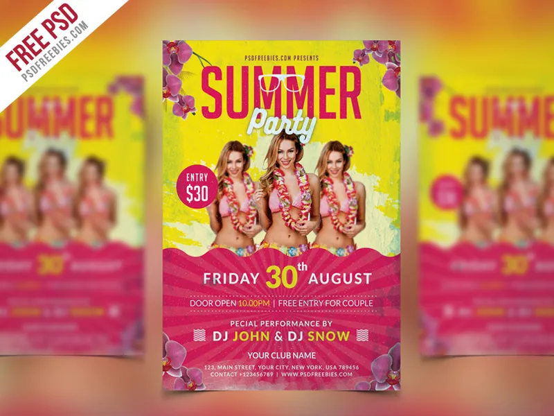 Summer Party Flyer Template PSD