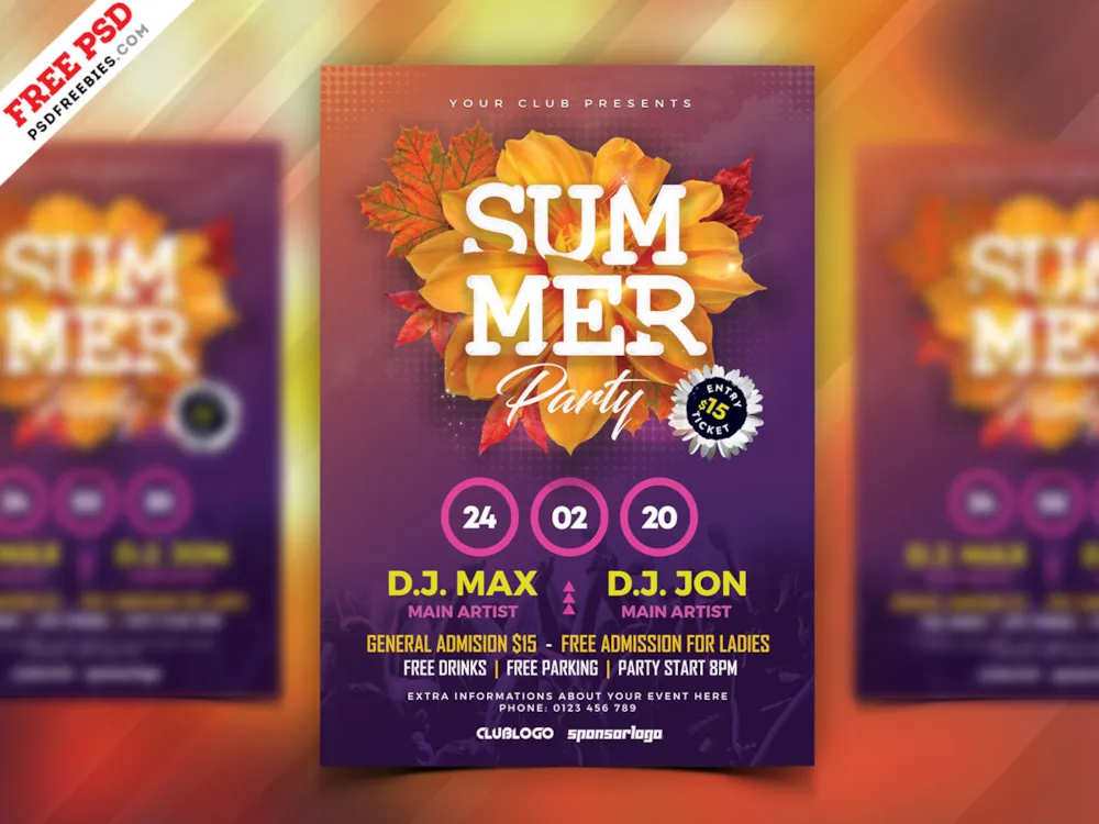Summer Season Music Party Flyer PSD