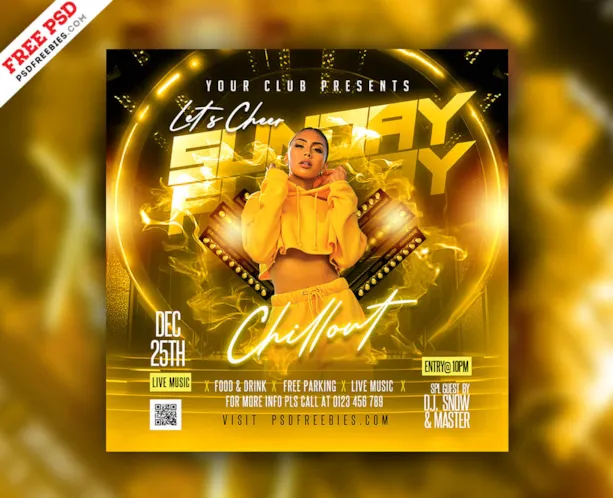 Sunday Club Party Social Media Post PSD Template