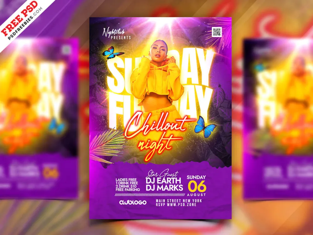 Sunday Funday Party Flyer PSD