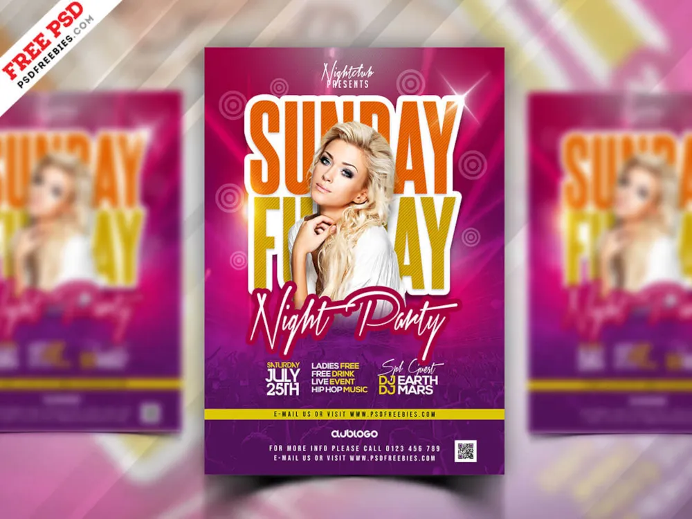Sunday Night Club Party Flyer PSD Template