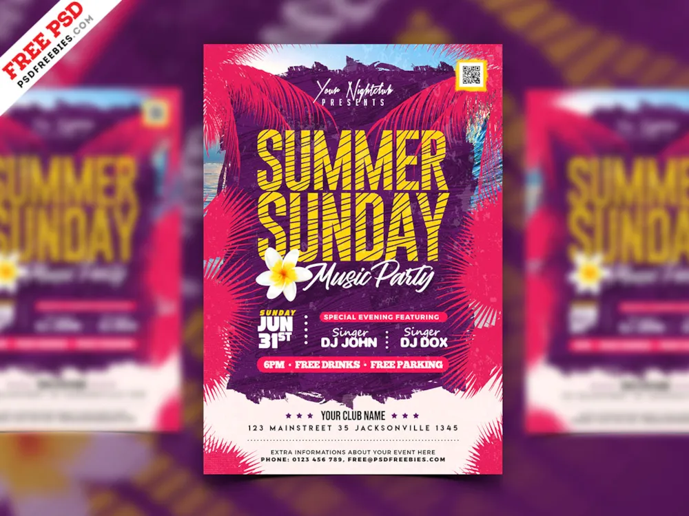 Sunday Summer Party Flyer PSD