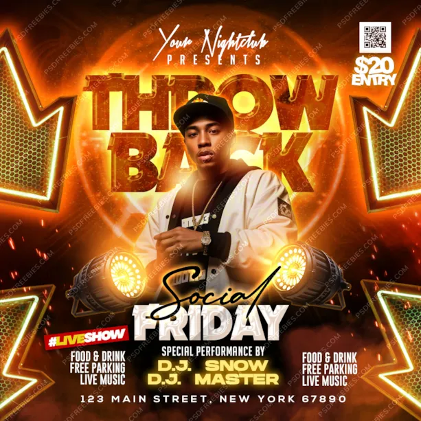 Throwback Weekend DJ Party Social Media Post PSD