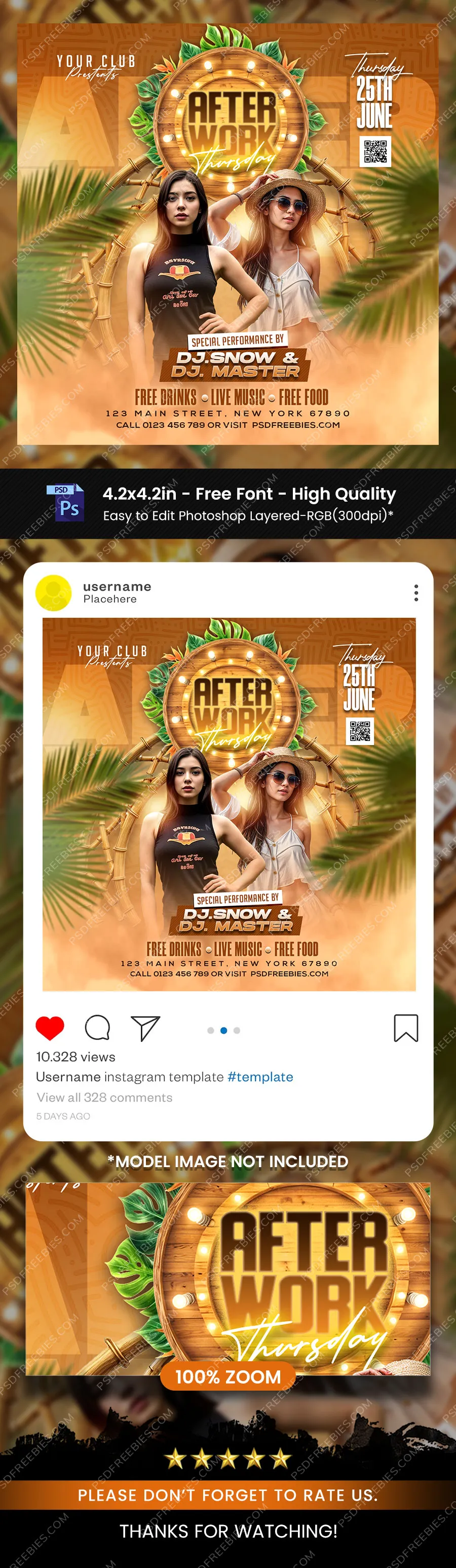 Thursday Music Party Social Media Post PSD
