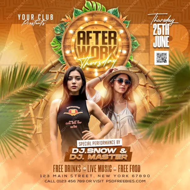 Thursday Music Party Social Media Post PSD