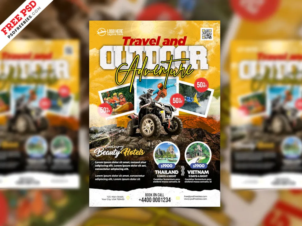 Tour and Outdoor Adventure Business Flyer PSD