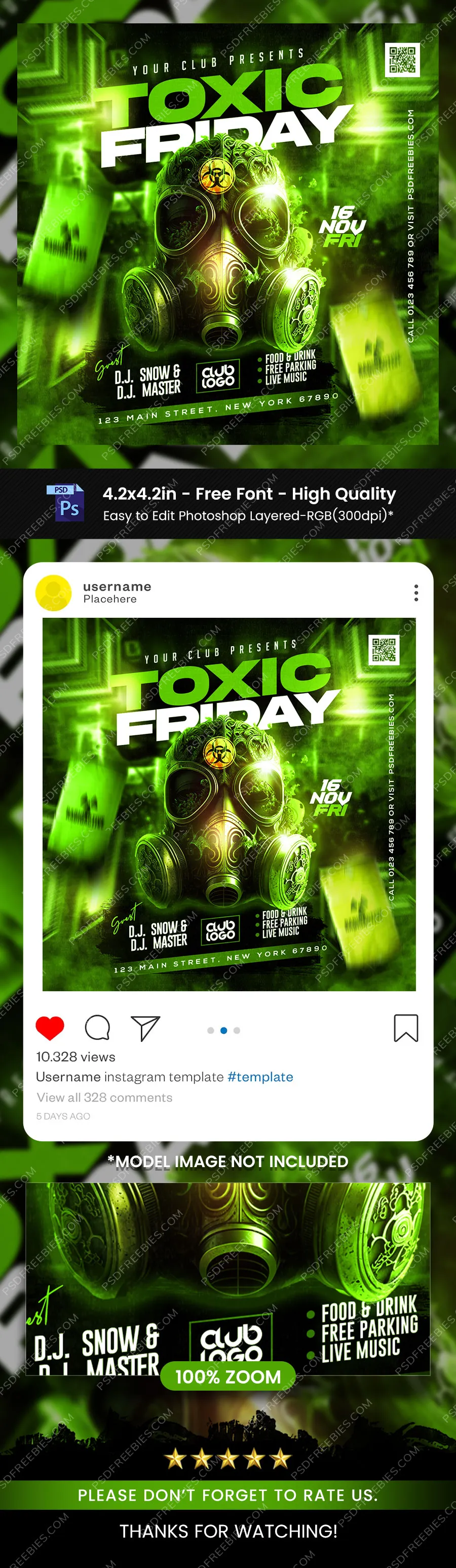 Toxic Friday Party Social Media Post PSD