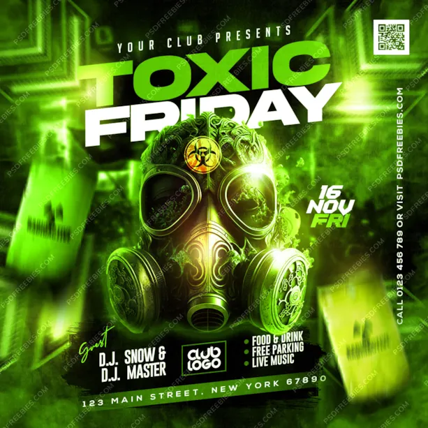 Toxic Friday Party Social Media Post PSD