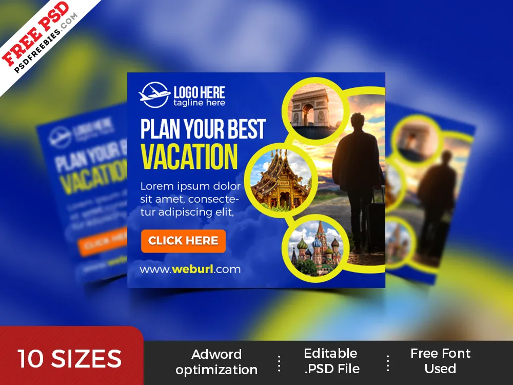 Travel Service Banner Ads Templates PSD