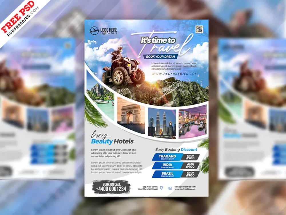 Travel Tours Business Flyer Design PSD