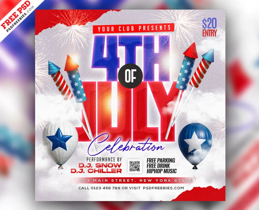 US Independence Day Post PSD Template