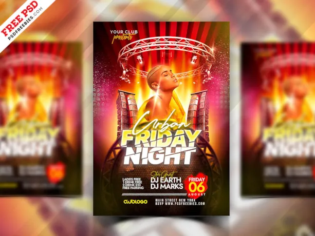 Urban Friday Club Party Flyer PSD