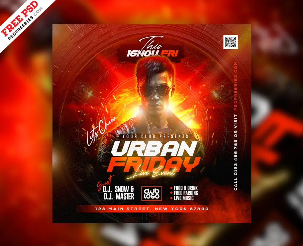 Urban Friday Party Square Instagram Post PSD