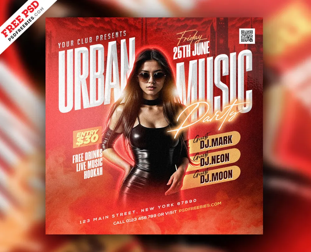 Urban Music DJ Event Party Post PSD