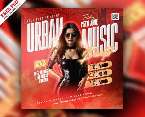 Urban Music DJ Event Party Post PSD