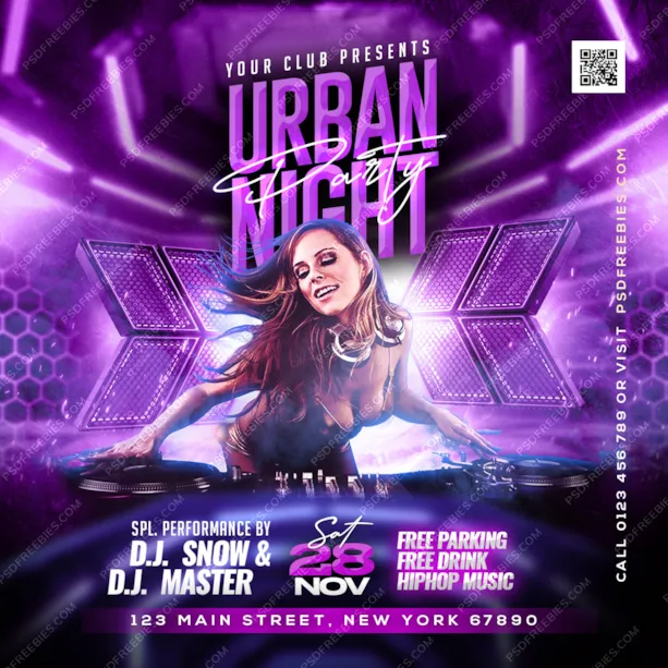 Urban Music Party Night Instagram Post Design PSD