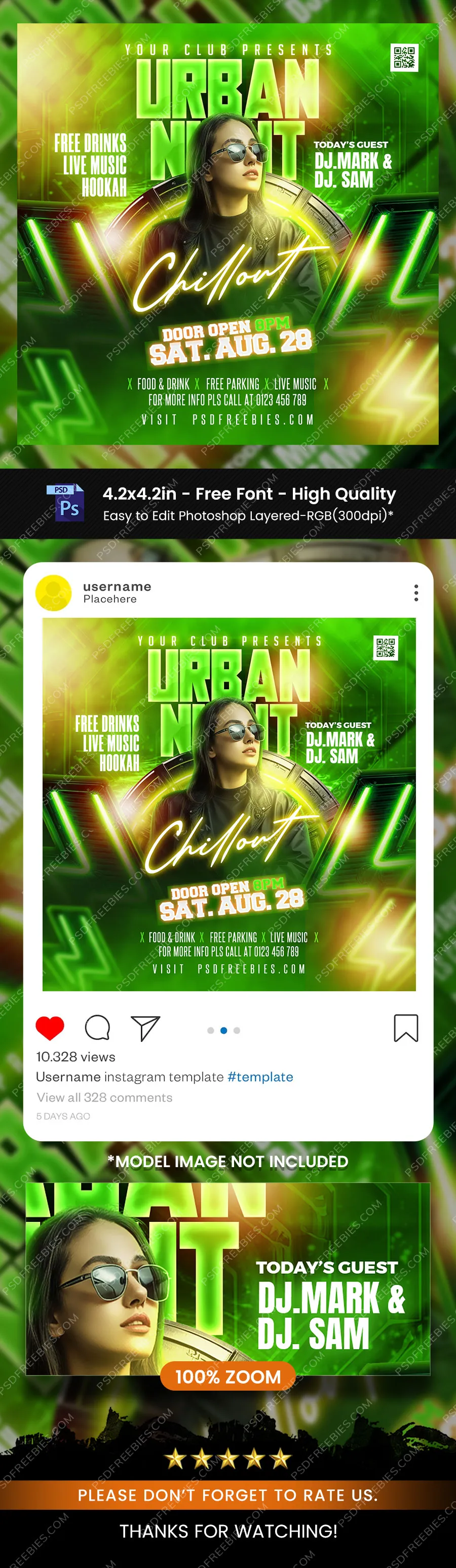 Urban Night Chillout Club Party Post PSD