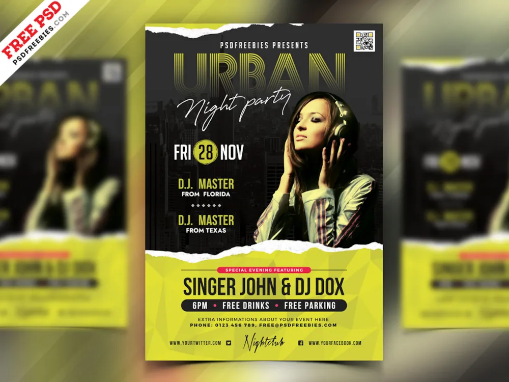 Urban Night Club Party Flyer PSD
