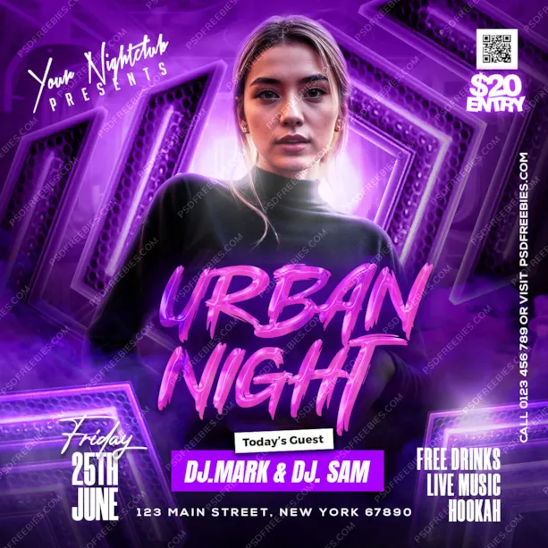 Urban Night DJ Party Post PSD Template