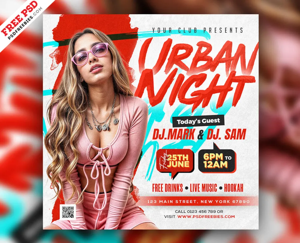 Urban Night Music Event Post PSD