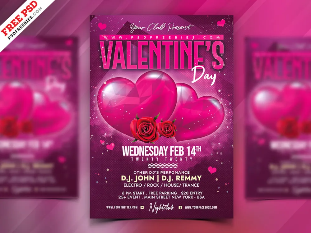 Valentine's Day Celebration Flyer PSD