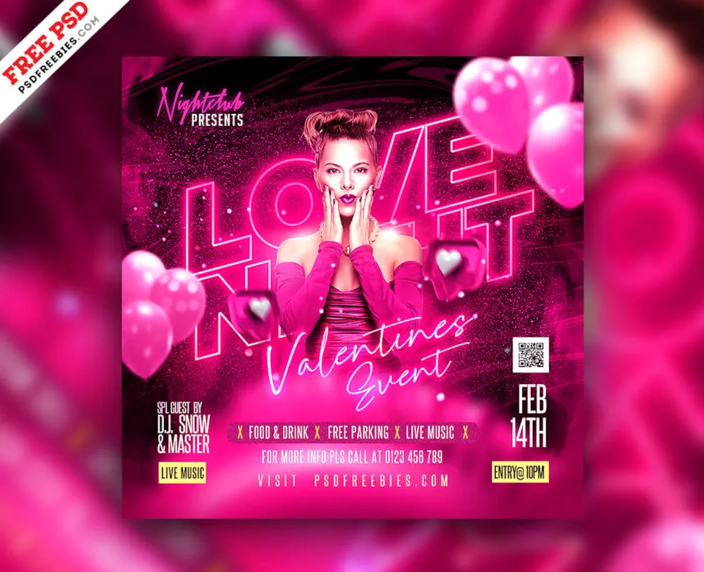Valentines Day Event Invitation Post PSD