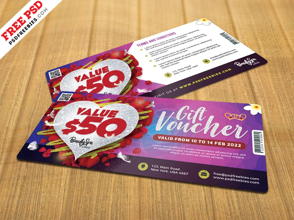 Valentine's Day Gift Voucher Template PSD