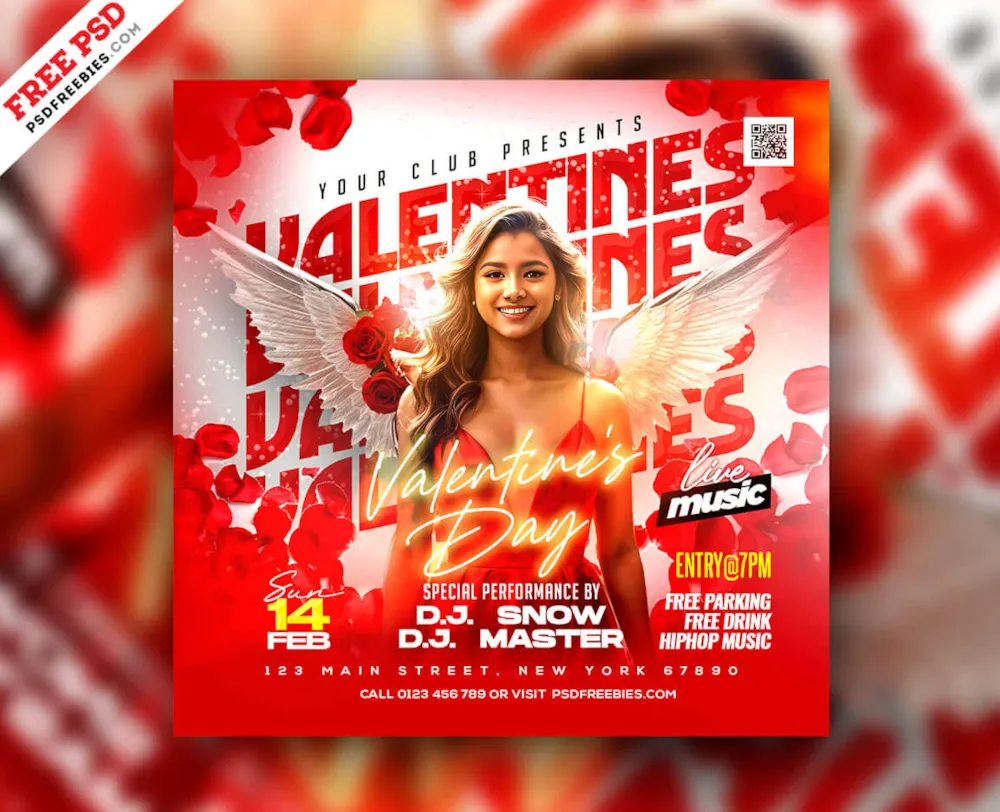 Valentines Day Party Instagram Post PSD