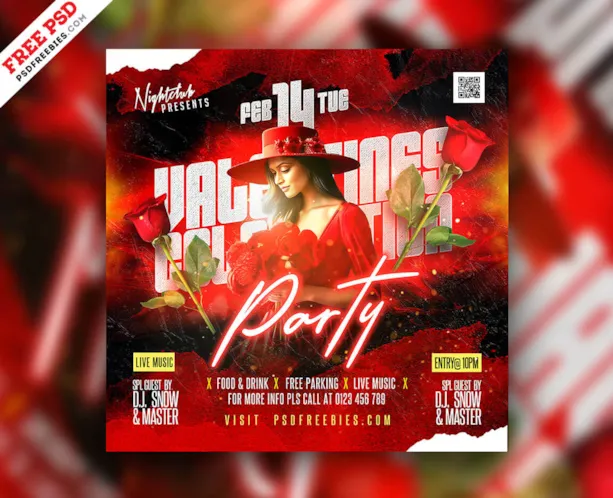Valentines Day Party Invitation Post PSD