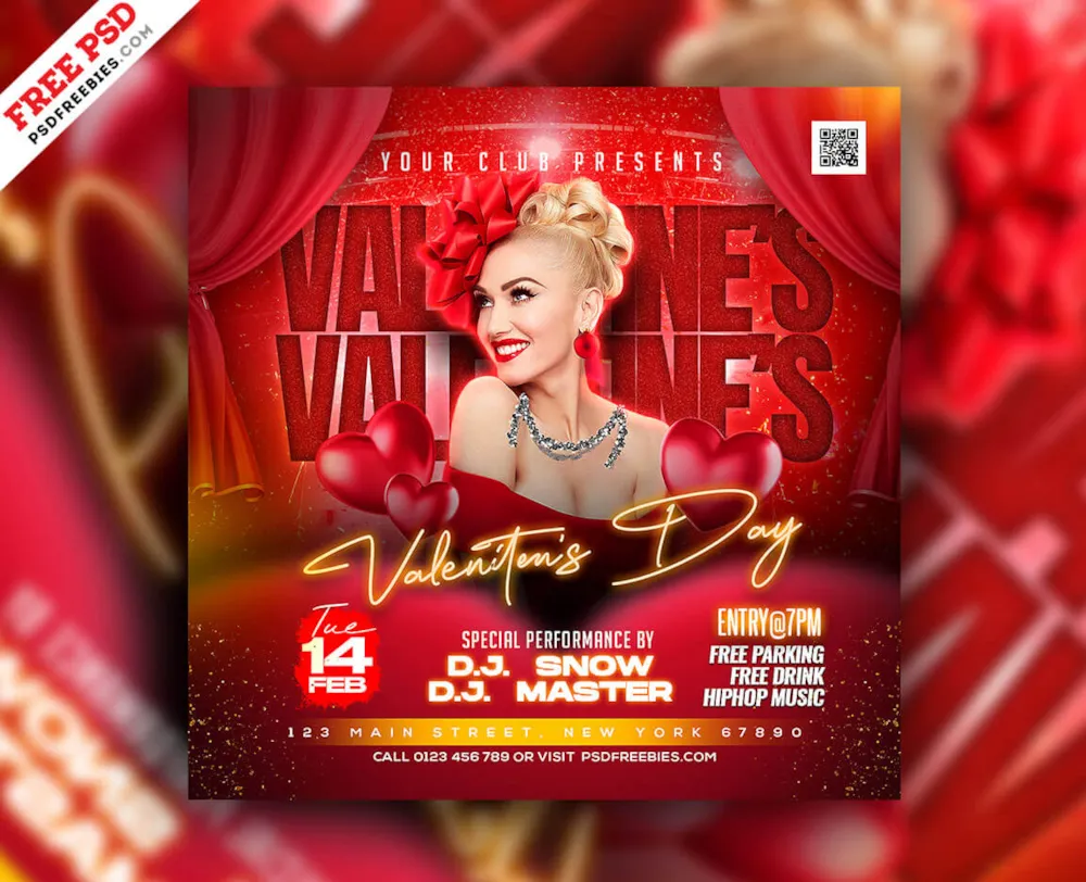 Valentines Day Party Social Media Post PSD
