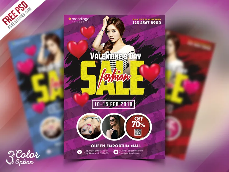 Valentines Day Sale Flyer Template PSD