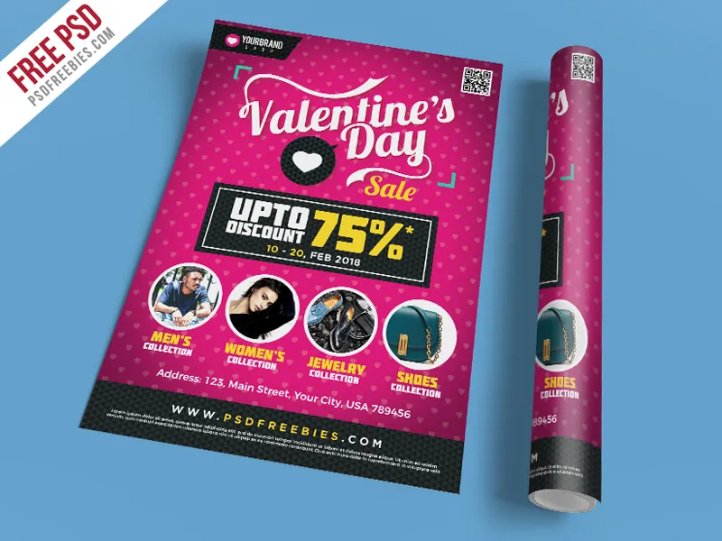 Valentines Day Shopping Sale Flyer Template PSD