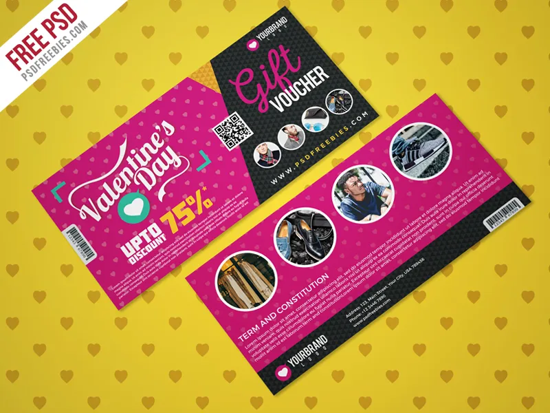 Valentines Day Shopping Voucher PSD Template