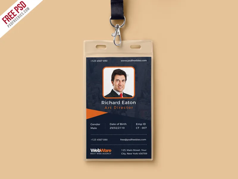 Vertical Company Identity Card Template PSD