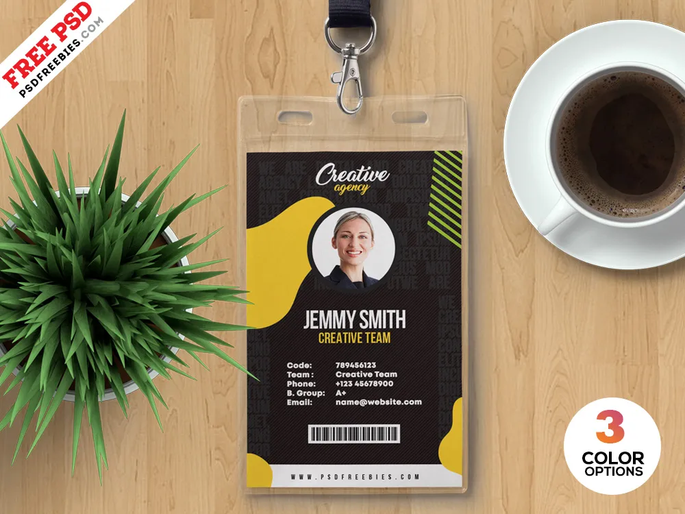 Vertical Employee Identity Card PSD