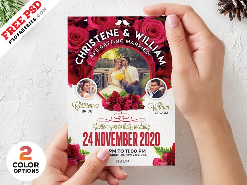 Wedding Invitation Card Template PSD Set
