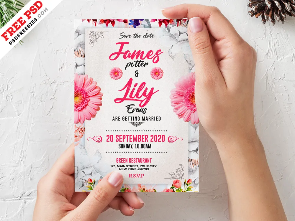 Wedding Invitation Card Template PSD