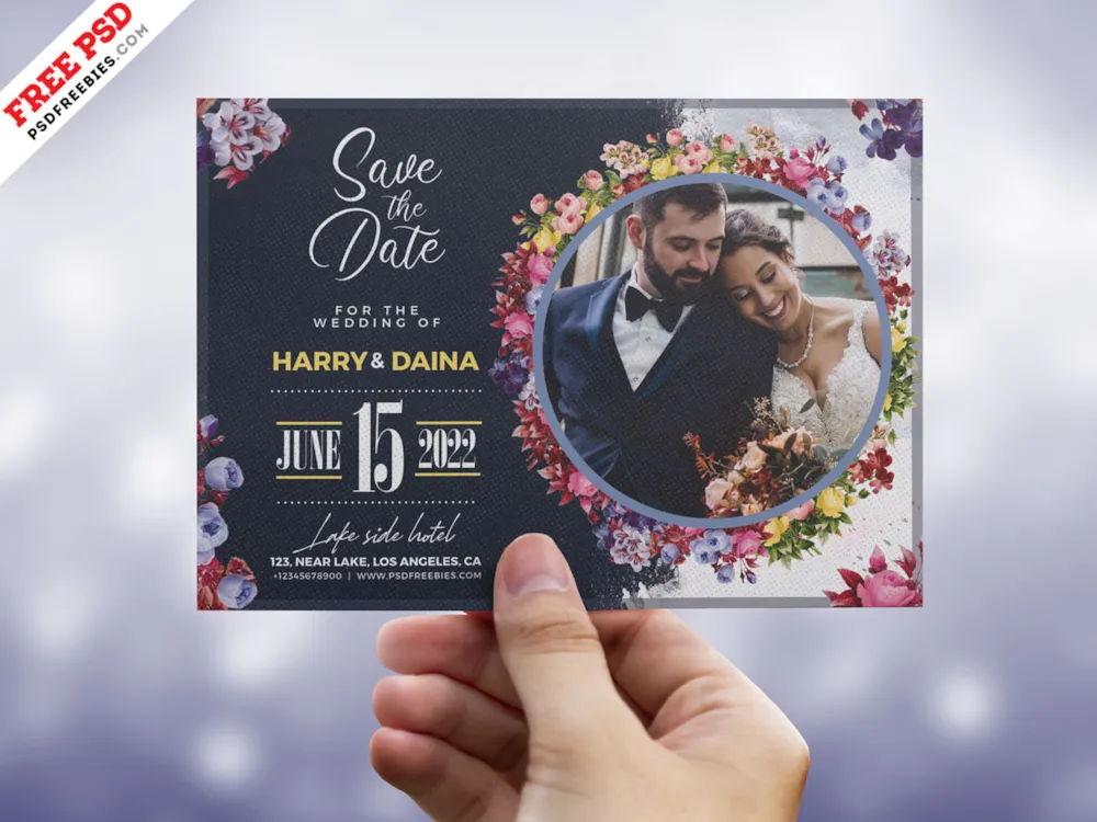 Wedding Invitation Card with Photo PSD