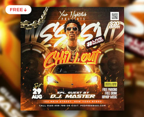 Weekend Chillout DJ Party Social Media Post PSD